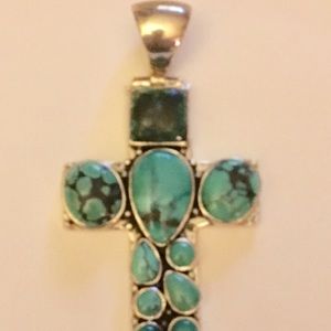 Sterling silver turquoise cross pendant